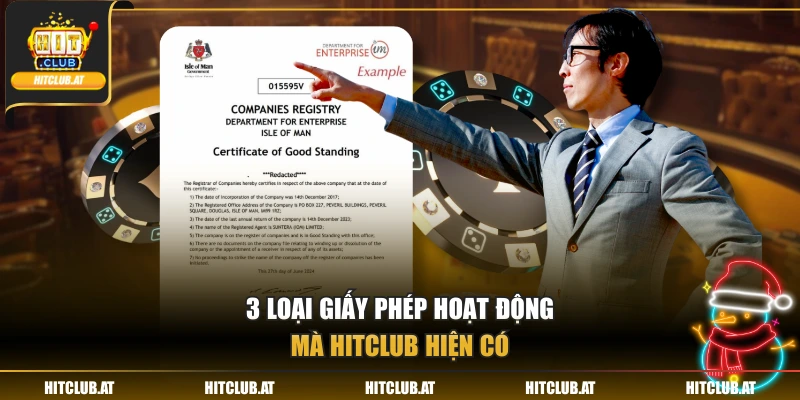 3 loại giấy phép hoạt động mà Hitclub hiện có